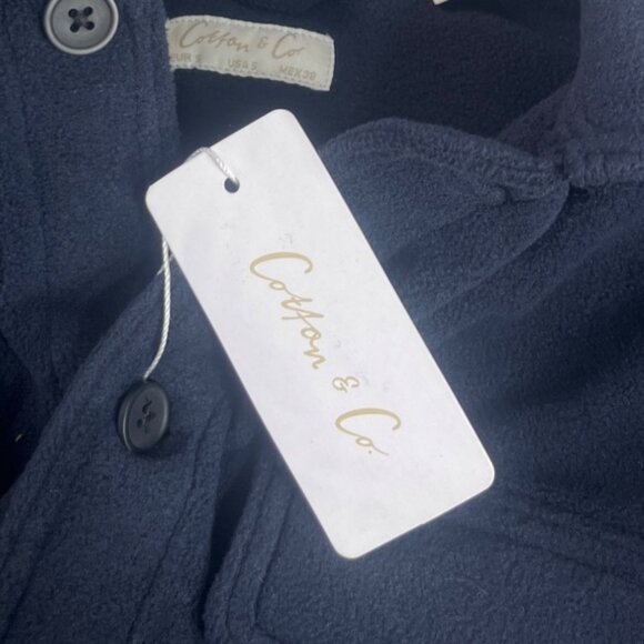 Cotton & Co Button Up Fleece Jacket Shirt Shacket Mens Small Blue New - Picture 9 of 10
